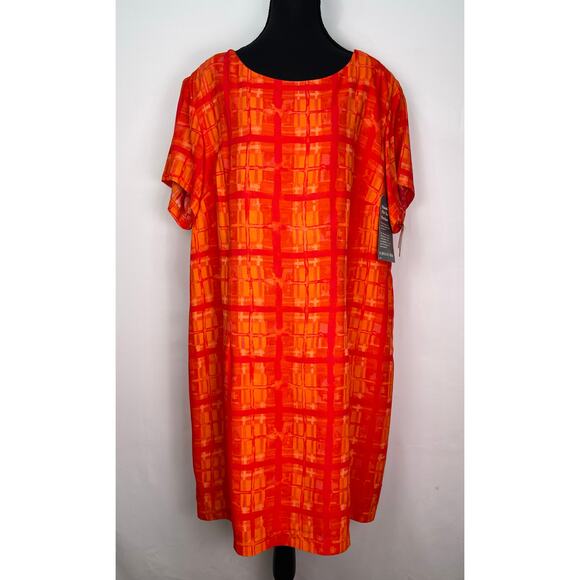 NWT Rabbit Rabbit Rabbit Designs 18W Bright Orange Short Sleeve Dress - Picture 1 of 11
